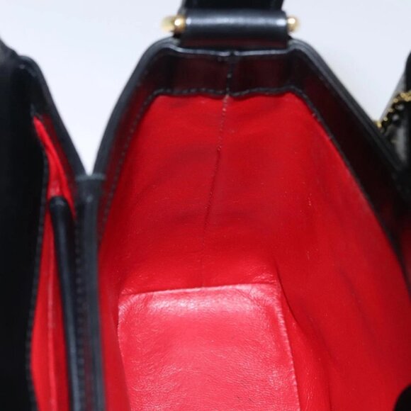 GUCCI Bamboo Hand Bag Enamel Black Auth ep7256 - Picture 11 of 16